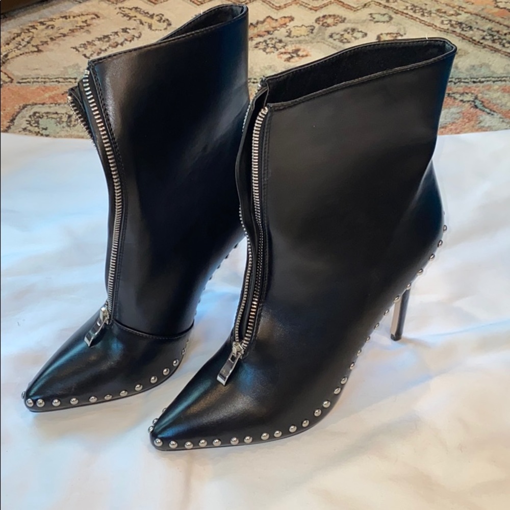 Black Stud Stiletto Booties